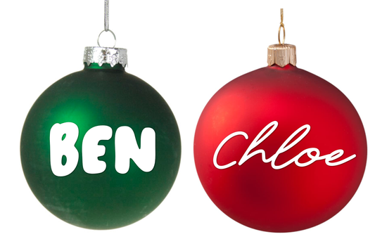 Personalised Christmas Bauble with Custom Vinyl Name