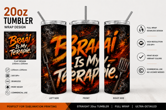 Premium 20oz Straight Tumbler Wrap Design - BraaiSA 11