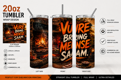 Premium 20oz Straight Tumbler Wrap Design - BraaiSA 13