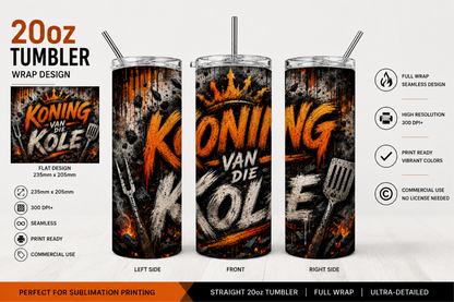 Premium 20oz Straight Tumbler Wrap Design - BraaiSA 14