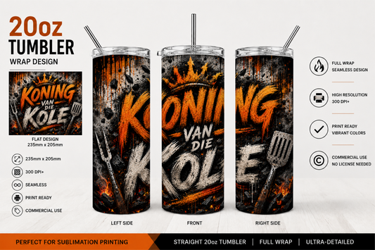 Premium 20oz Straight Tumbler Wrap Design - BraaiSA 14
