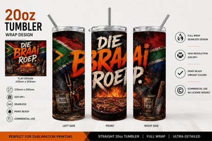 Premium 20oz Straight Tumbler Wrap Design - BraaiSA 15