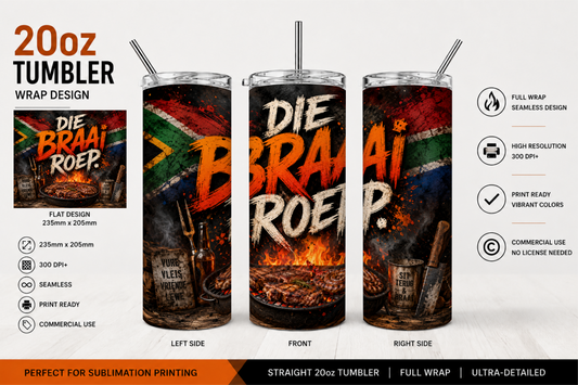 Premium 20oz Straight Tumbler Wrap Design - BraaiSA 15