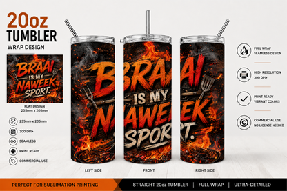 Premium 20oz Straight Tumbler Wrap Design - BraaiSA 19