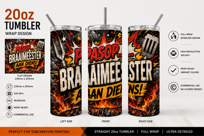 Premium 20oz Straight Tumbler Wrap Design - BraaiSA 21