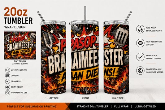 Premium 20oz Straight Tumbler Wrap Design - BraaiSA 21
