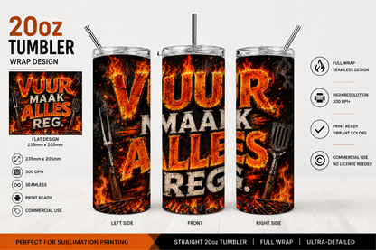 Premium 20oz Straight Tumbler Wrap Design - BraaiSA 24