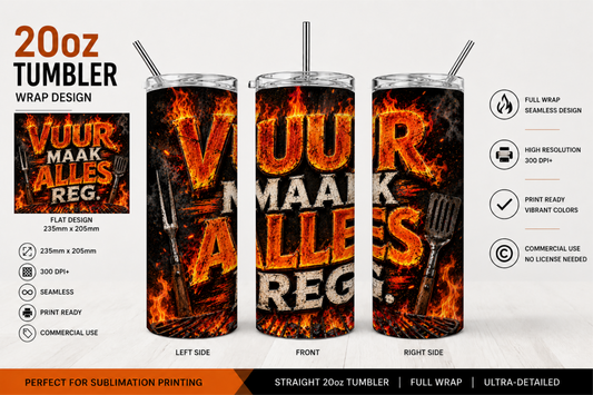 Premium 20oz Straight Tumbler Wrap Design - BraaiSA 24