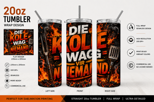 Premium 20oz Straight Tumbler Wrap Design - BraaiSA 26