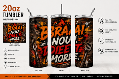 Premium 20oz Straight Tumbler Wrap Design - BraaiSA 27