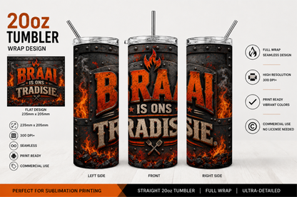 Premium 20oz Straight Tumbler Wrap Design - BraaiSA 28