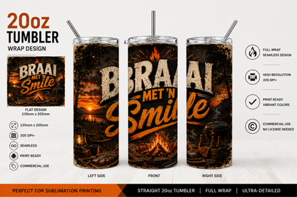 Premium 20oz Straight Tumbler Wrap Design - BraaiSA 29