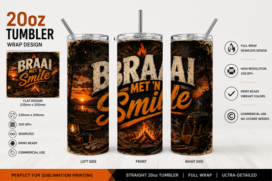 Premium 20oz Straight Tumbler Wrap Design - BraaiSA 29