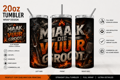 Premium 20oz Straight Tumbler Wrap Design - BraaiSA 30