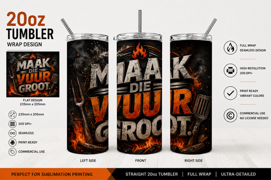 Premium 20oz Straight Tumbler Wrap Design - BraaiSA 30