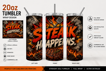 Premium 20oz Straight Tumbler Wrap Design - BraaiSA 32