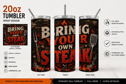 Premium 20oz Straight Tumbler Wrap Design - BraaiSA 34