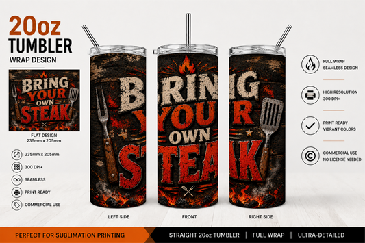 Premium 20oz Straight Tumbler Wrap Design - BraaiSA 34