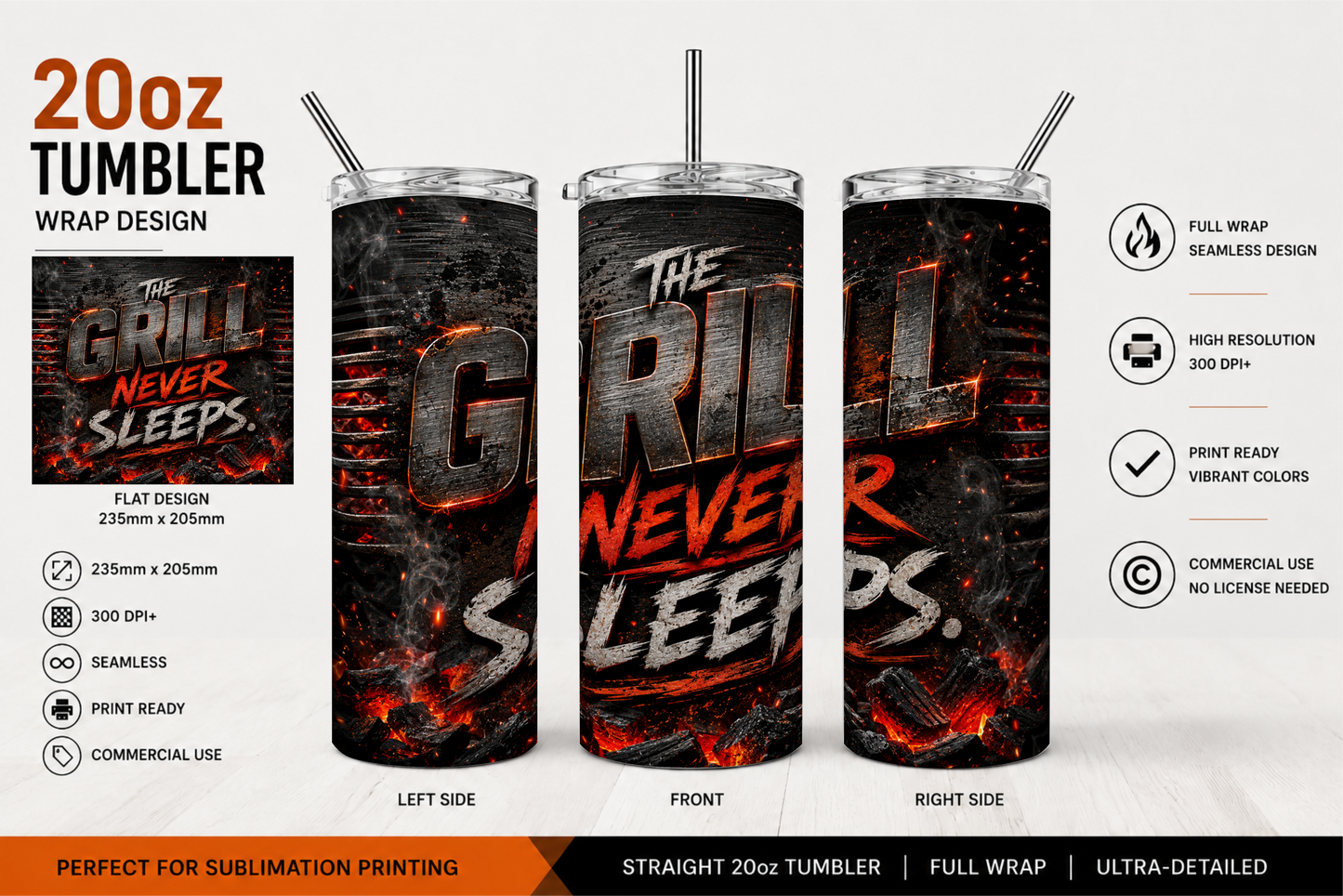 Premium 20oz Straight Tumbler Wrap Design - BraaiSA 38