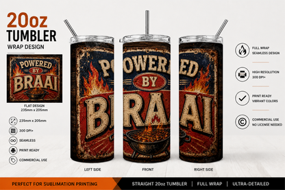 Premium 20oz Straight Tumbler Wrap Design - BraaiSA 39