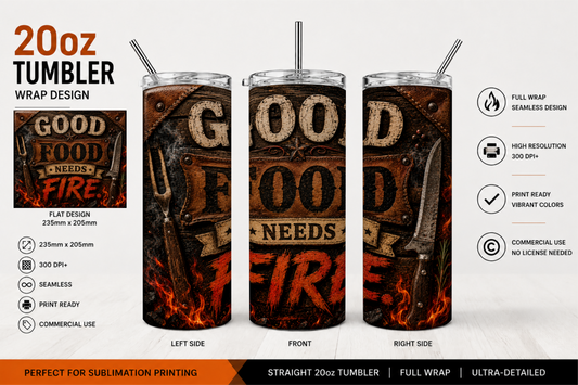 Premium 20oz Straight Tumbler Wrap Design - BraaiSA 41