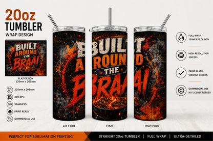 Premium 20oz Straight Tumbler Wrap Design - BraaiSA 42