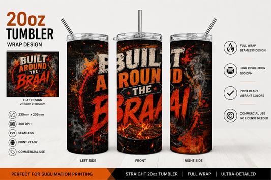 Premium 20oz Straight Tumbler Wrap Design - BraaiSA 42