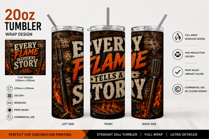 Premium 20oz Straight Tumbler Wrap Design - BraaiSA 44