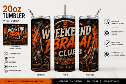 Premium 20oz Straight Tumbler Wrap Design - BraaiSA 46