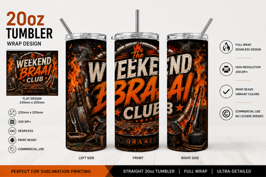 Premium 20oz Straight Tumbler Wrap Design - BraaiSA 46