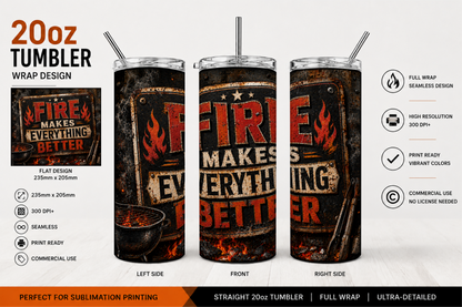 Premium 20oz Straight Tumbler Wrap Design - BraaiSA 47