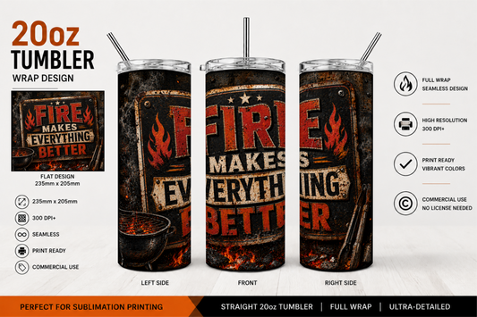 Premium 20oz Straight Tumbler Wrap Design - BraaiSA 47
