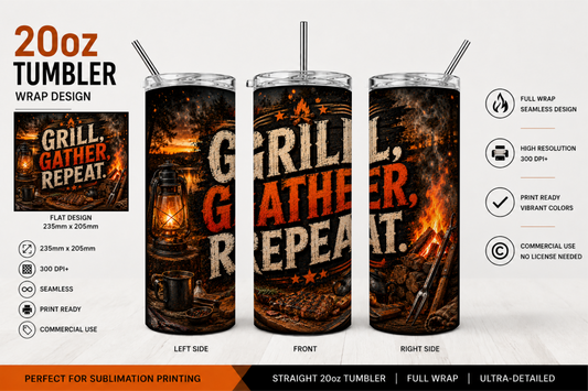 Premium 20oz Straight Tumbler Wrap Design - BraaiSA 48
