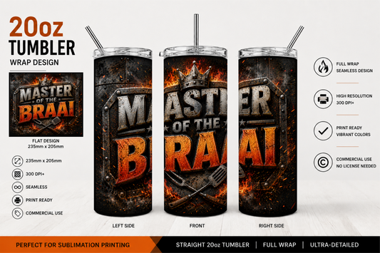 Premium 20oz Straight Tumbler Wrap Design - BraaiSA 55