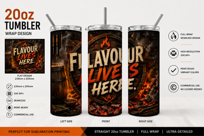 Premium 20oz Straight Tumbler Wrap Design - BraaiSA 56