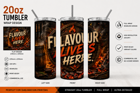 Premium 20oz Straight Tumbler Wrap Design - BraaiSA 56