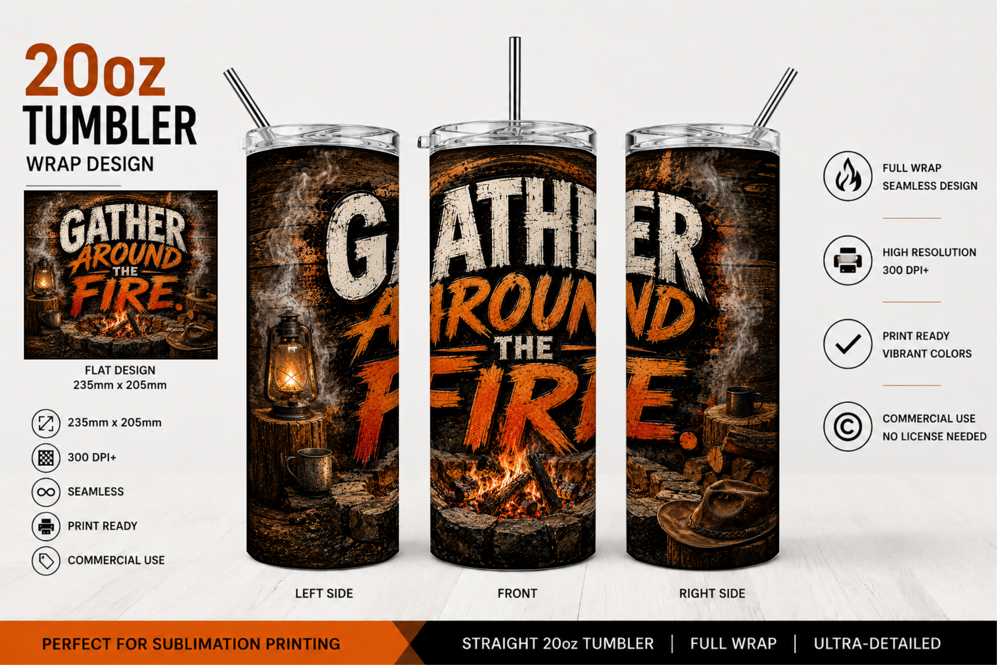 Premium 20oz Straight Tumbler Wrap Design - BraaiSA 57