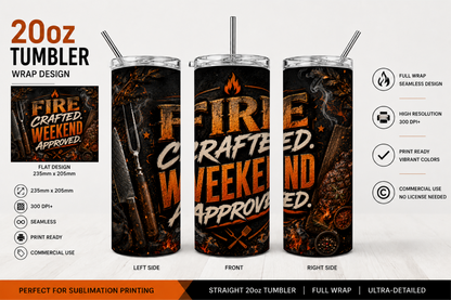 Premium 20oz Straight Tumbler Wrap Design - BraaiSA 58