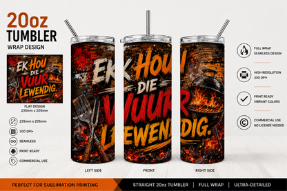 Premium 20oz Straight Tumbler Wrap Design - BraaiSA 06