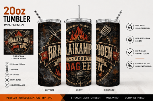 Premium 20oz Straight Tumbler Wrap Design - BraaiSA 09