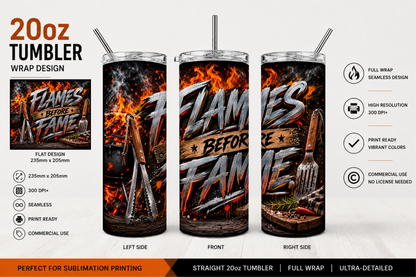 Premium 20oz Straight Tumbler Wrap Design - BraaiSA 37