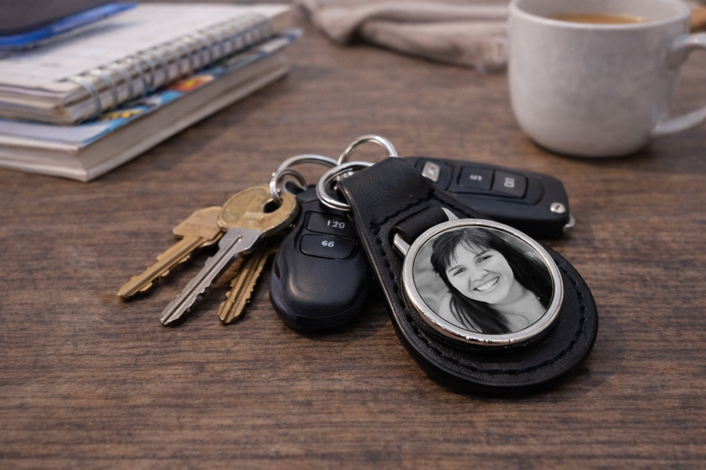 PU & Metal Round Keyring – Custom Printed Sublimation Keychain
