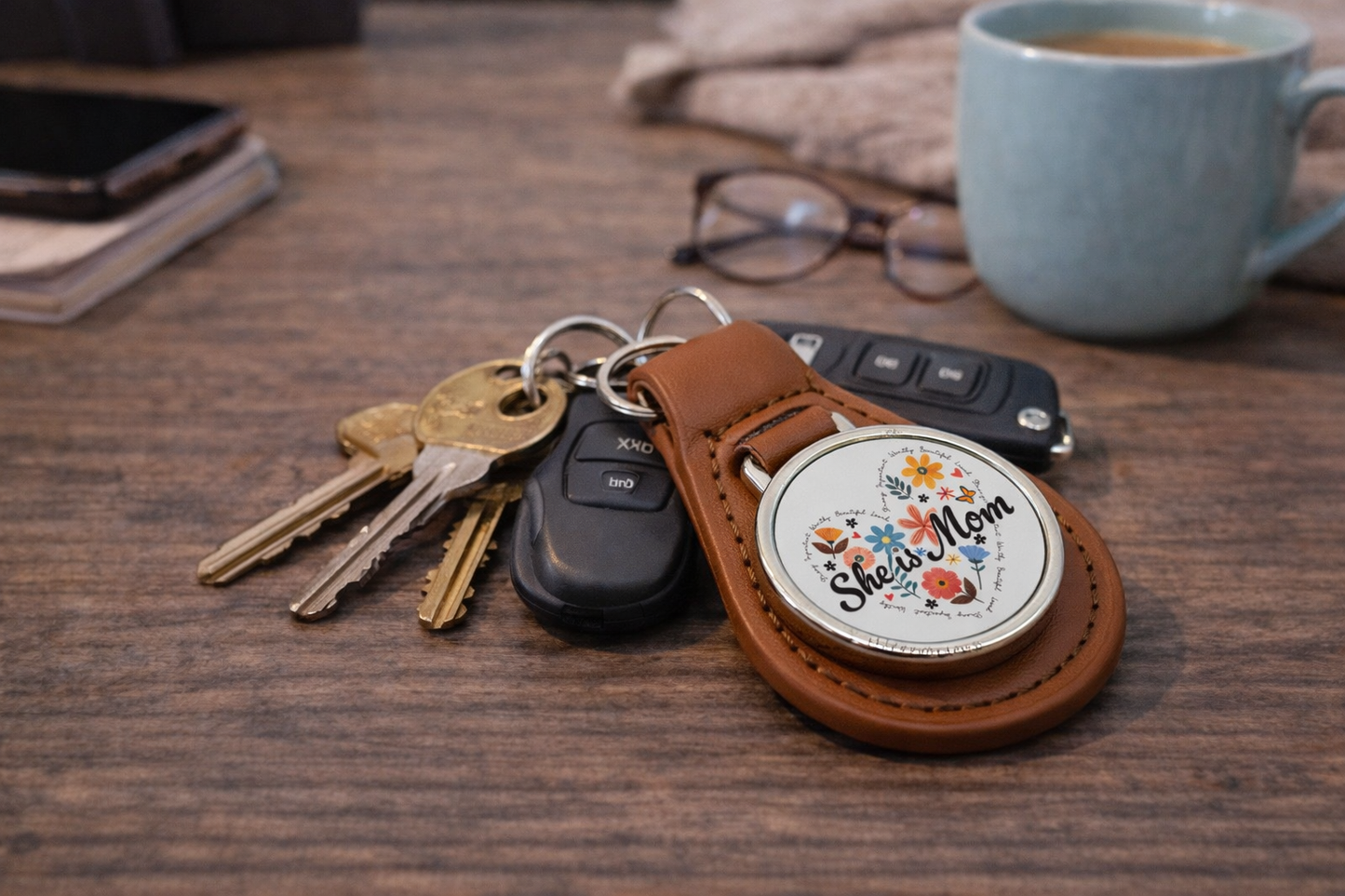 PU & Metal Round Keyring – Custom Printed Sublimation Keychain