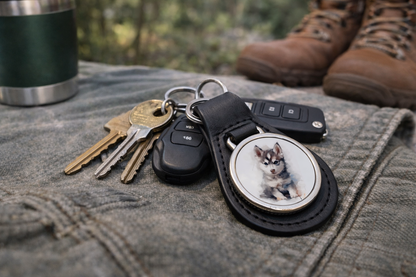 PU & Metal Round Keyring – Custom Printed Sublimation Keychain