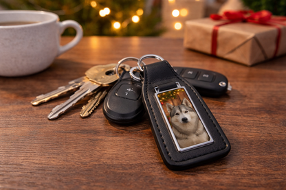 PU & Metal Rectangle Keyring – Custom Printed Sublimation Keychain