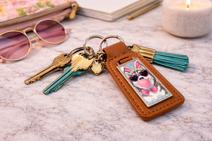 PU & Metal Rectangle Keyring – Custom Printed Sublimation Keychain