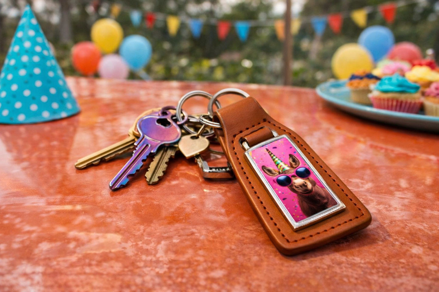 PU & Metal Rectangle Keyring – Custom Printed Sublimation Keychain