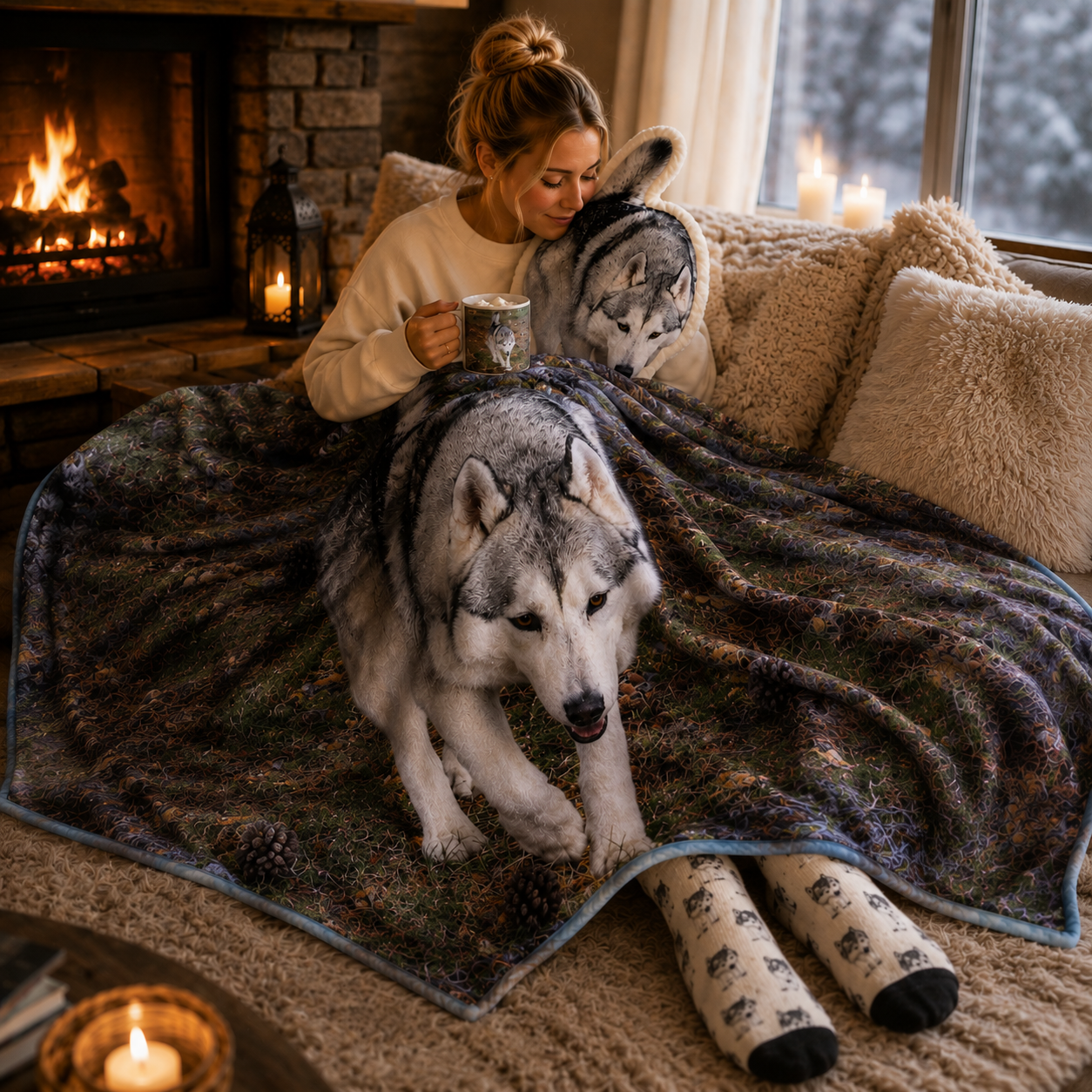 Personalized Pet Lover Cozy Set – Blanket, Mug, Socks & Cuddle Buddie