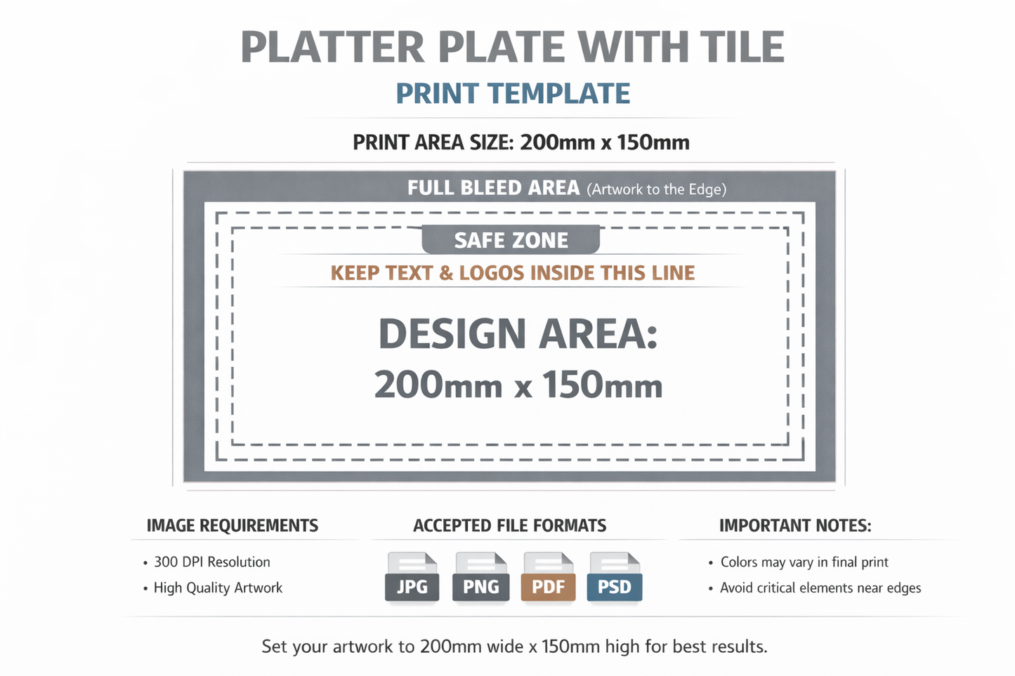 Rectangular Platter Plate with Printed Tile – Personalised Serving & Décor Piece