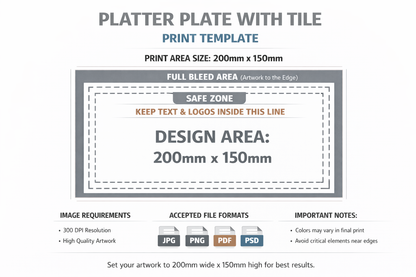 Rectangular Platter Plate with Printed Tile – Personalised Serving & Décor Piece